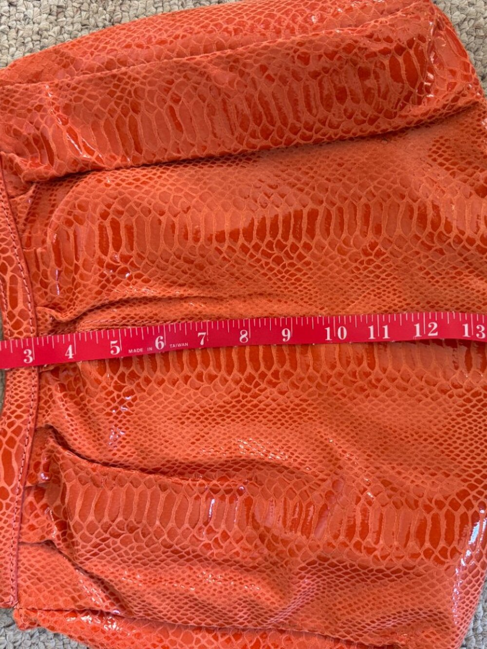 Perlina Croc Embossed Leather Oversize Clutch Bag Orange - Picture 8 of 10